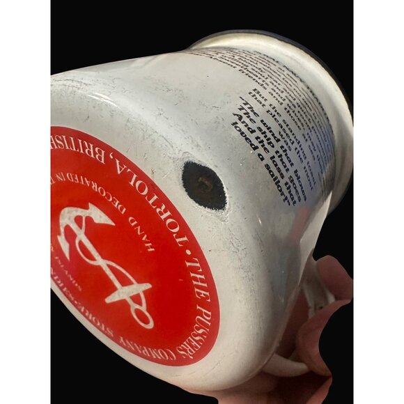 British Navy Pussers Rum Enamelware Mug With Handle 1.75L Hand Decorated Tortola - Picture 5 of 10